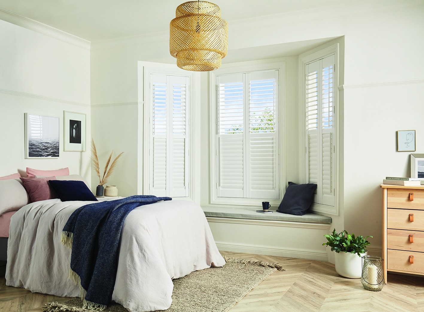 Shutters create a neat structure to the window, acting as a firm barrier against unwanted elements. What’s more, they will provide excellent light filtering throughout the summer and help insulate your home during winter.
